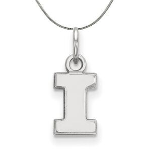 Sterling Silver U. of Illinois XS (Tiny) Initial I Necklace, 24 Inch